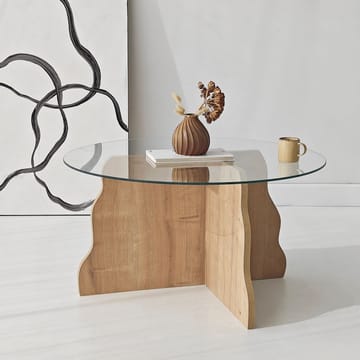 Fikret sofabord 75 cm rundt glass - Safir Eik og Transparent - Møbler - Bord - Sofabord