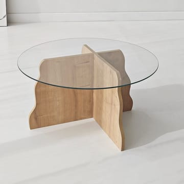 Fikret sofabord 75 cm rundt glass - Safir Eik og Transparent - Møbler - Bord - Sofabord