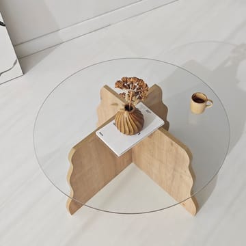 Fikret sofabord 75 cm rundt glass - Safir Eik og Transparent - Møbler - Bord - Sofabord