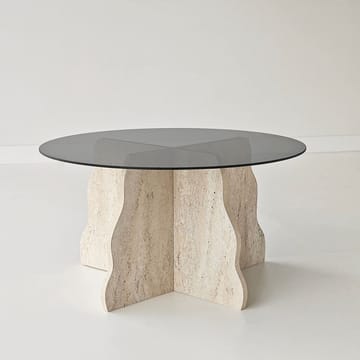 Fikret sofabord 75 cm rundt glass - Travertin og Røkt - Møbler - Bord - Sofabord