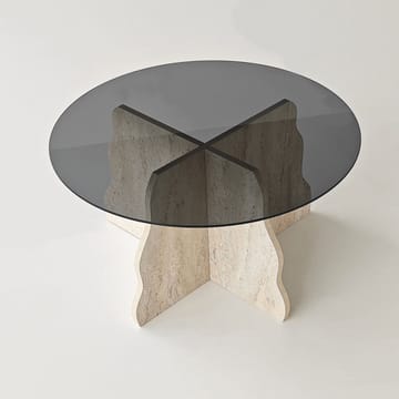 Fikret sofabord 75 cm rundt glass - Travertin og Røkt - Møbler - Bord - Sofabord