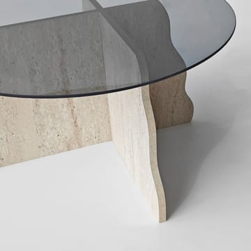 Fikret sofabord 75 cm rundt glass - Travertin og Røkt - Møbler - Bord - Sofabord