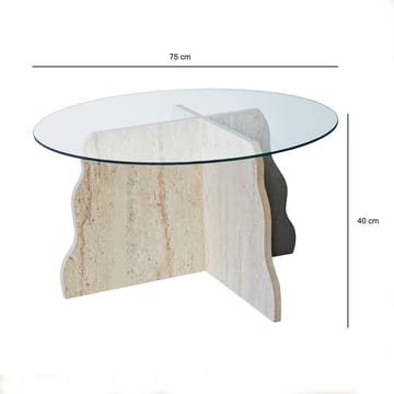Fikret sofabord 75 cm rundt glass - Travertin og Transparent - Møbler - Bord - Sofabord