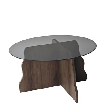 Fikret sofabord 75 cm rundt glass - Valnøtt og Røkt - Møbler - Bord - Sofabord