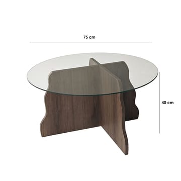 Fikret sofabord 75 cm rundt glass - Valnøtt og Transparent - Møbler - Bord - Sofabord