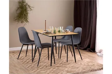 Finola Spisegruppe 120 Cm + 4 Salaman Spisestoler - Grå/Brun/Sort - Møbler - Bord - Spisegrupper