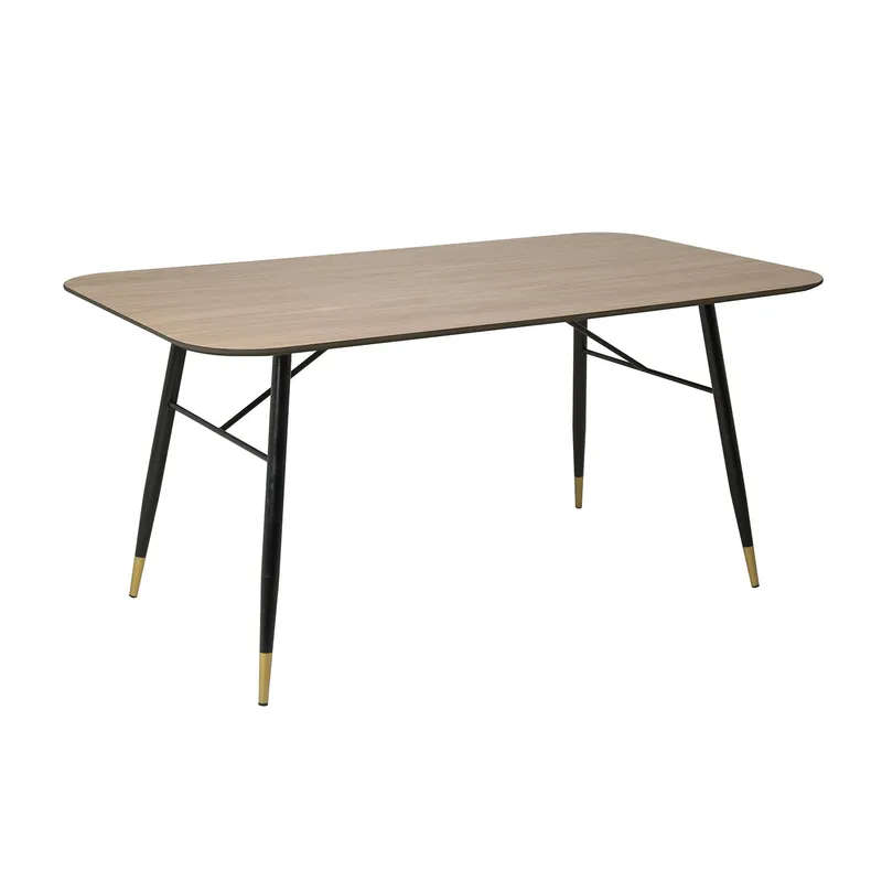 Flora Rektangulært Spisebord 160 cm i Metall og Tre med Eikeutseende, Brun