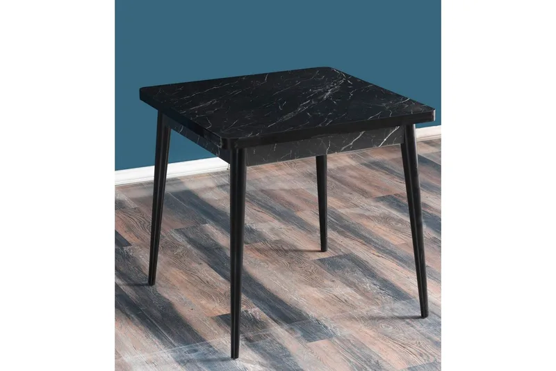 Florai Spisebord 80 cm Kvadratisk, Sort/Hvit