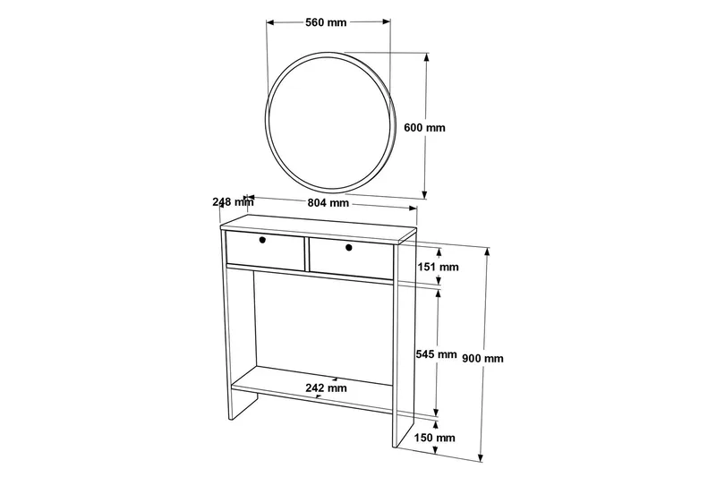 Franga Sminkebord - Møbler - Bord - Sminkebord & toalettbord - Sminkebord med speil