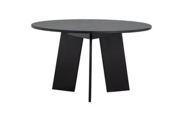 Fries Rundt Spisebord 129 cm med Eikeplate - Svart - Møbler - Bord - Spisebord & kjøkkenbord