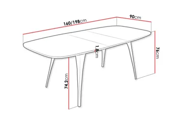 Fritzger Uttrekkbart Rektangulært Spisebord 160 cm med Marmor- og Metallutseende - Svart - Møbler - Bord - Spisebord & kjøkkenbord
