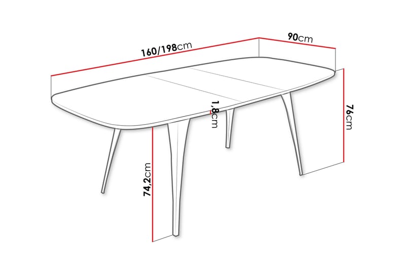 Fritzger Uttrekkbart Rektangulært Spisebord 160 cm med Marmor- og Metallutseende - Svart - Møbler - Bord - Spisebord & kjøkkenbord