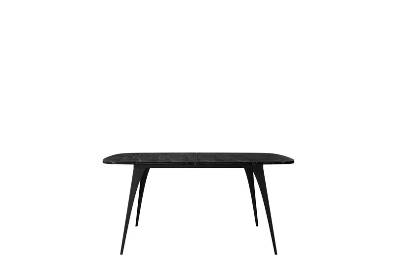 Fritzger Uttrekkbart Rektangulært Spisebord 160 cm med Marmor- og Metallutseende, Svart