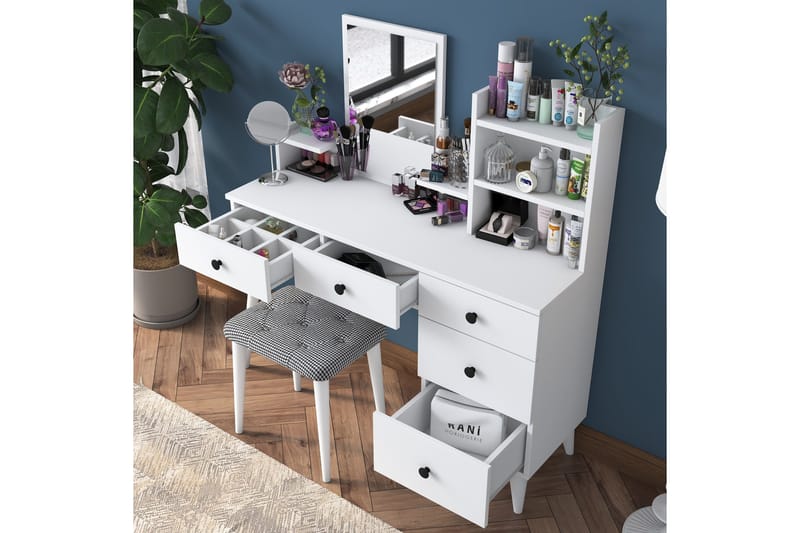 Fynnian Sminkebord 122,2 cm - Hvit - Møbler - Bord - Sminkebord & toalettbord - Sminkebord med speil