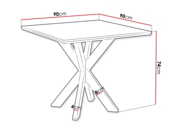 Fynrel Spisebord 90 cm Kvadratisk - Svart/Hvit - Møbler - Bord - Spisebord & kjøkkenbord