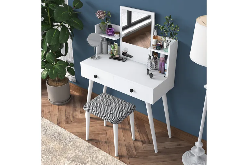 Fyodor Sminkebord 97,8 cm - Hvit - Møbler - Bord - Sminkebord & toalettbord - Sminkebord med speil