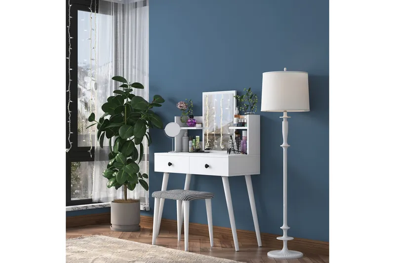 Fyodor Sminkebord 97,8 cm - Hvit - Møbler - Bord - Sminkebord & toalettbord - Sminkebord med speil