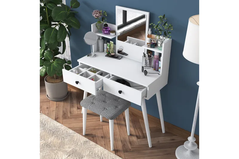 Fyodor Sminkebord 97,8 cm - Hvit - Møbler - Bord - Sminkebord & toalettbord - Sminkebord med speil