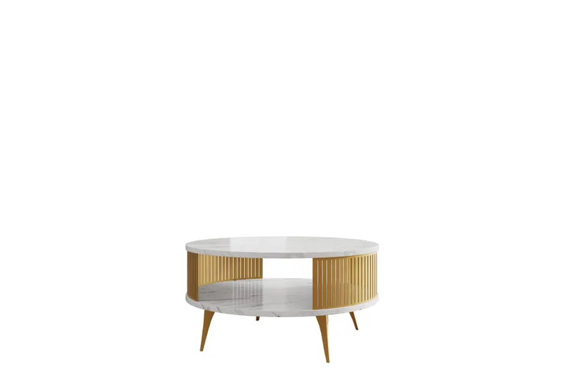 Galia Sofabord 75 cm, Gull/Hvit