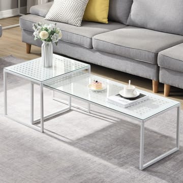Galilo settbord 100 cm sett med 2 - Gjennomsiktig og matt hvit - Møbler - Bord - Sofabord