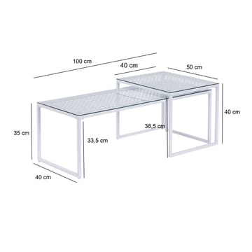 Galilo settbord 100 cm sett med 2 - Gjennomsiktig og matt hvit - Møbler - Bord - Sofabord