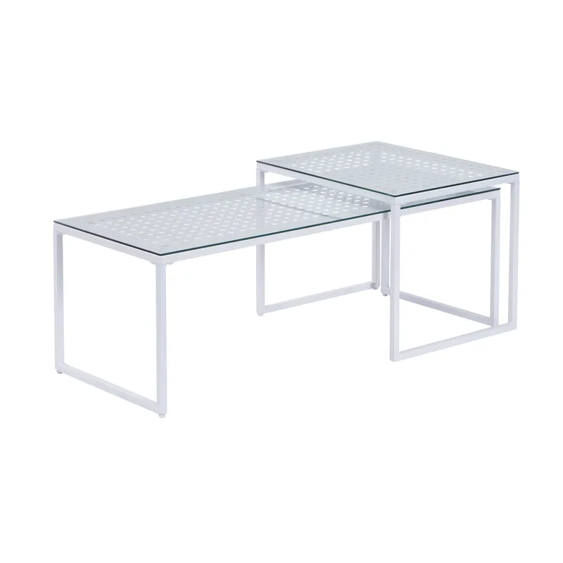 Galilo settbord 100 cm sett med 2, Gjennomsiktig og matt hvit