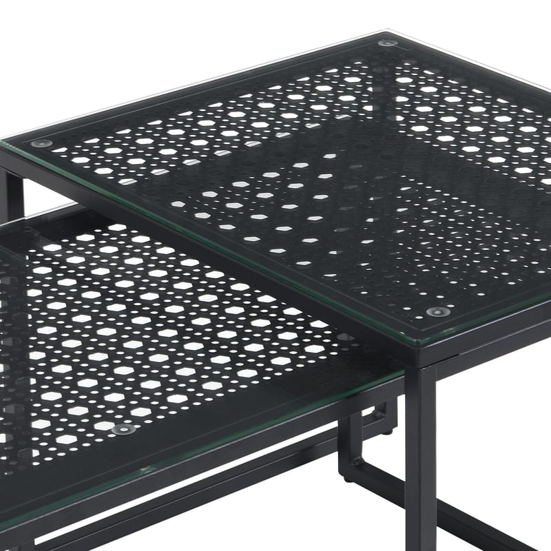 Galilo settbord 100 cm sett med 2 - Gjennomsiktig og matt svart - Møbler - Bord - Sofabord