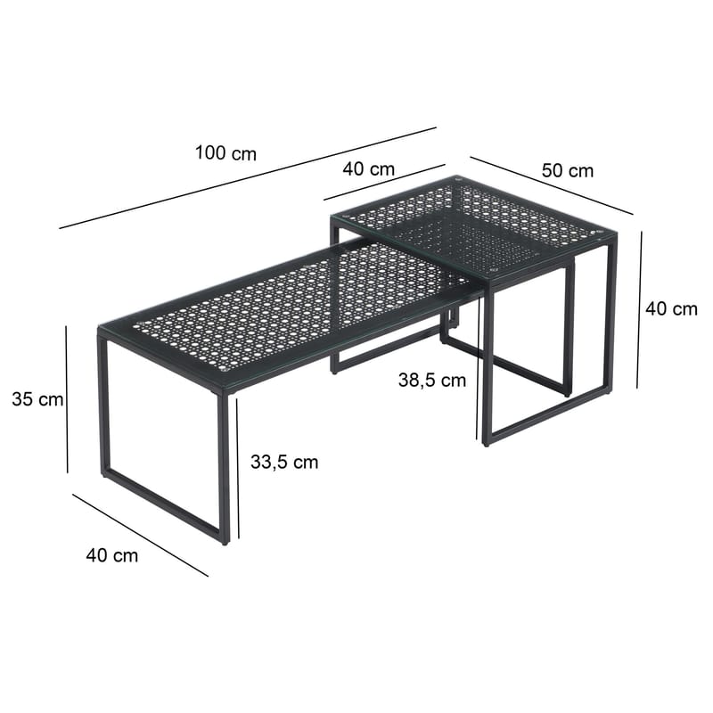 Galilo settbord 100 cm sett med 2 - Gjennomsiktig og matt svart - Møbler - Bord - Sofabord
