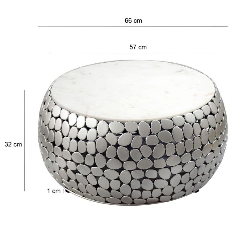 Galino sofabord 66 cm - hvit og sølvfarget - Møbler - Bord - Sofabord