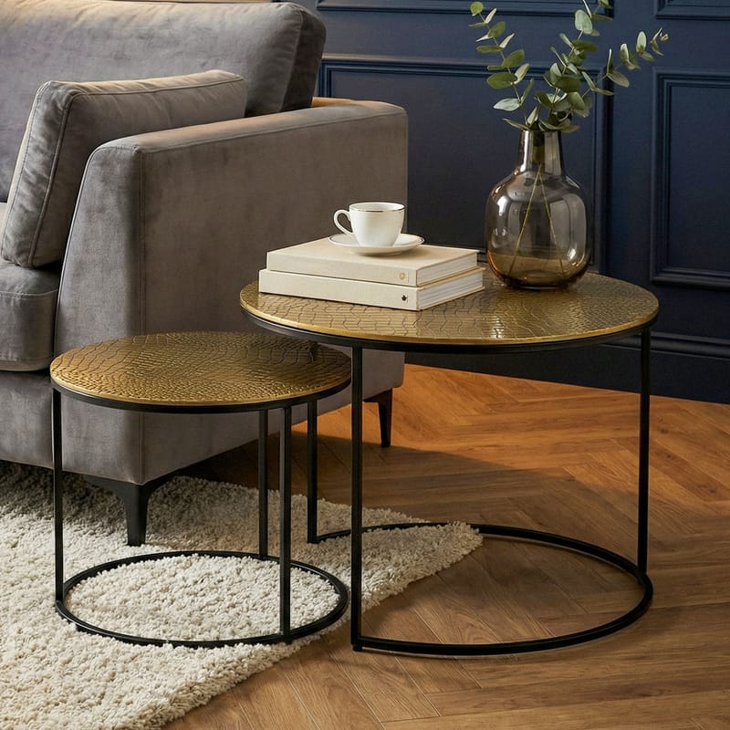 Galova Sofabord 60 cm Sett med 2 - Sølv og svart - Møbler - Bord - Sofabord