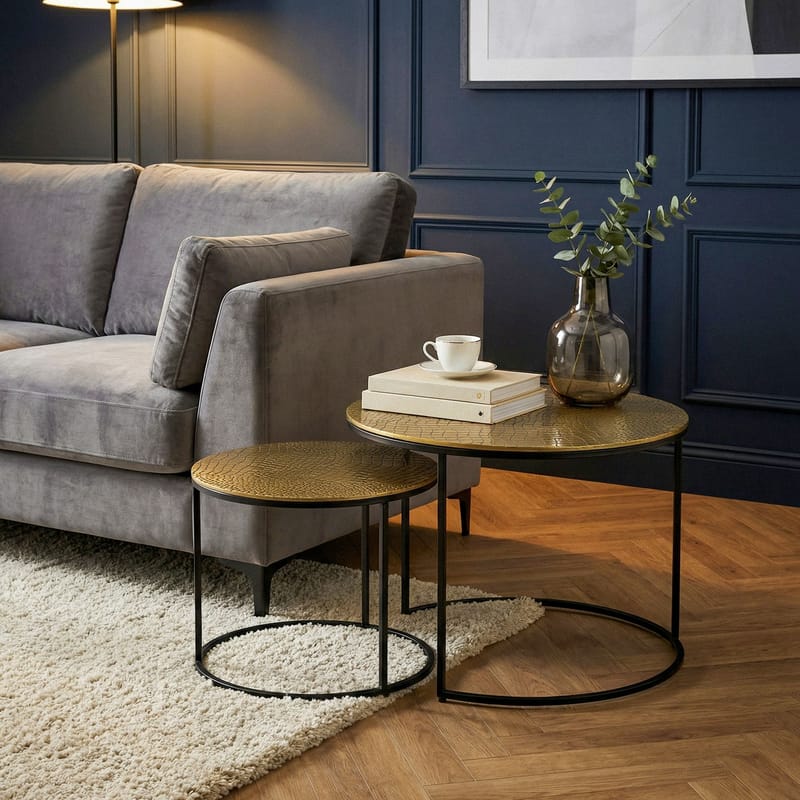 Galova Sofabord 60 cm Sett med 2 - Sølv og svart - Møbler - Bord - Sofabord
