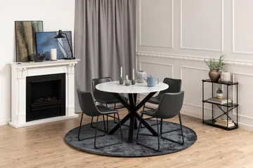 Ganesh Rundt Spisebord 110 cm med Marmorplate og Metalllook - Hvit - Møbler - Bord - Spisebord & kjøkkenbord