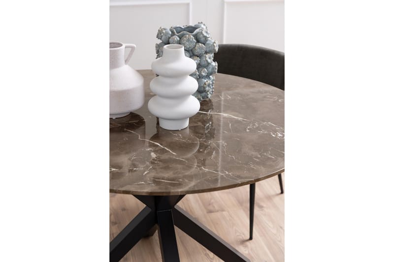 Ganesh Rundt Spisebord 120 cm med Marmorplate og Metalllook - Brun - Møbler - Bord - Spisebord & kjøkkenbord