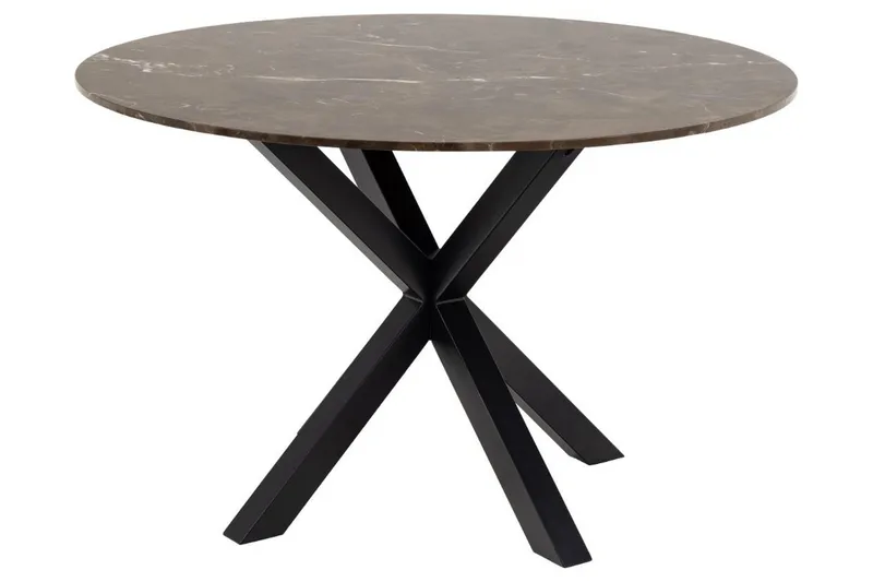 Ganesh Rundt Spisebord 120 cm med Marmorplate og Metalllook, Brun