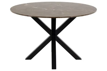 Ganesh Rundt Spisebord 120 cm med Marmorplate og Metalllook - Brun - Møbler - Bord - Spisebord & kjøkkenbord