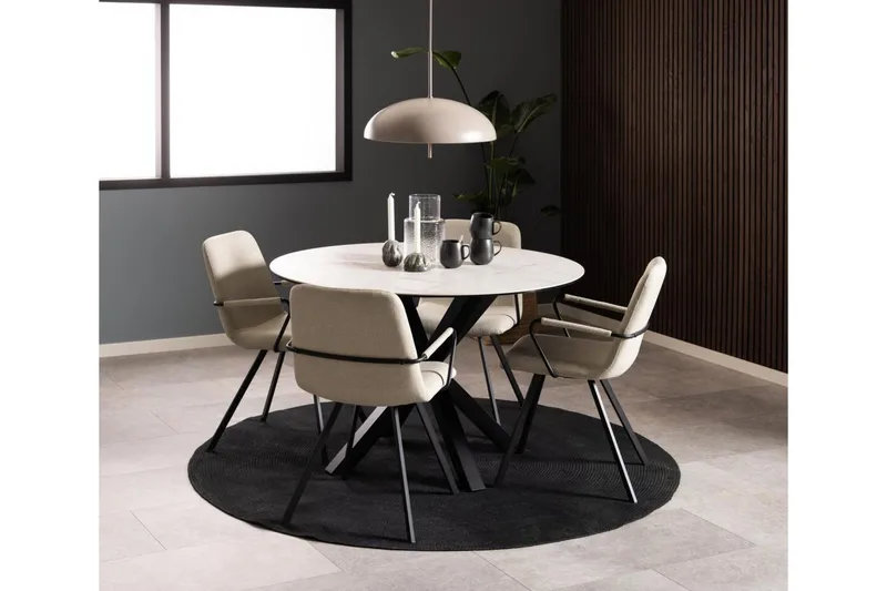 Ganesh Spisebord 119 cm Rundt - Hvit - Møbler - Bord - Spisebord & kjøkkenbord