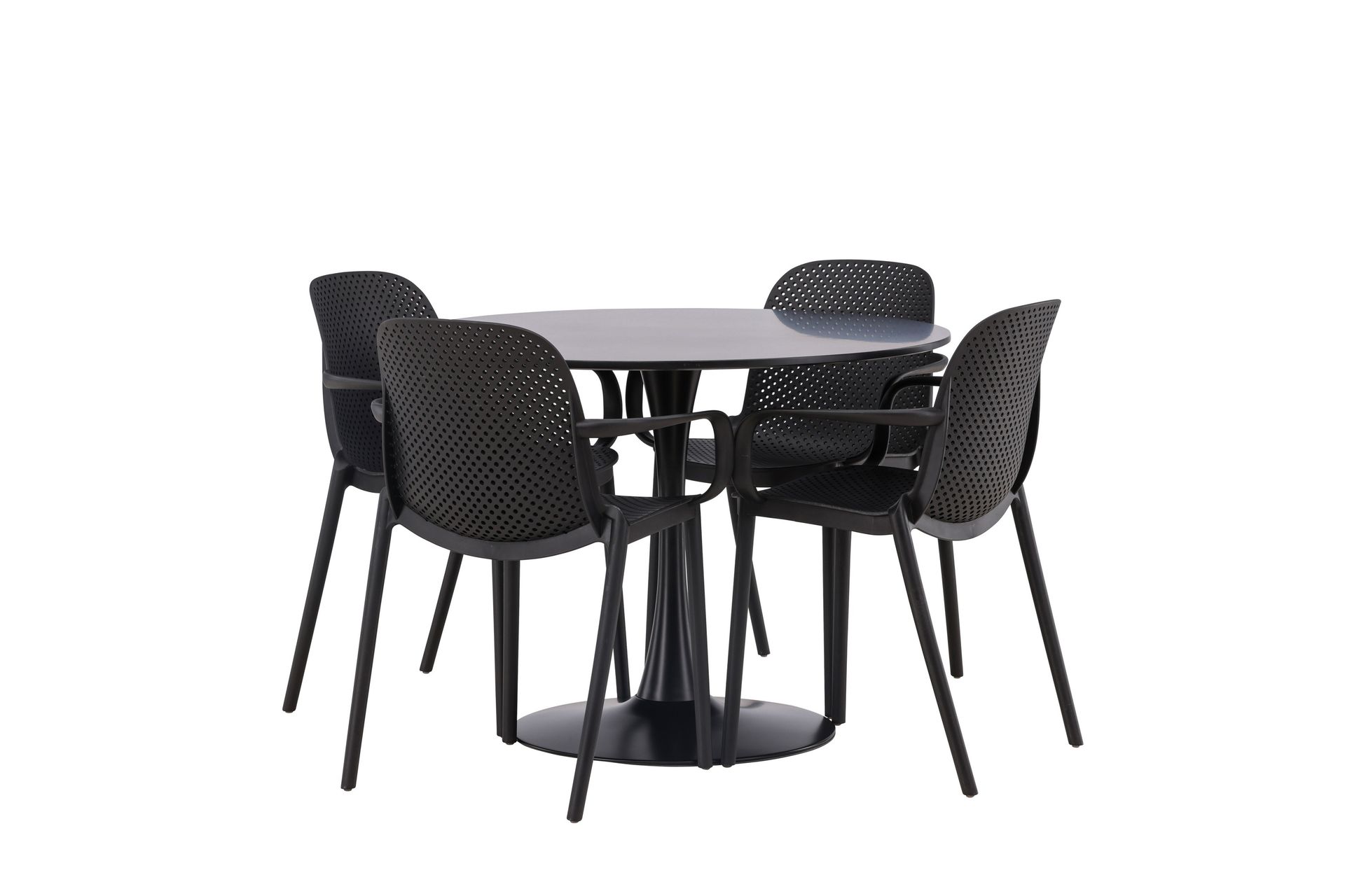 Glade Matgruppe 100 cm Rund med 4 Baltimore stoler - Sort - Møbler - Bord - Spisegrupper