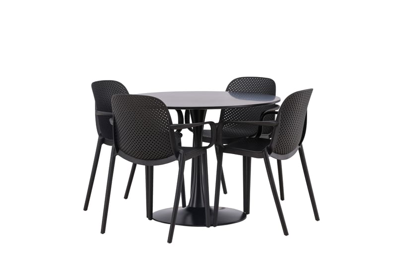 Glade Matgruppe 100 cm Rund med 4 Baltimore stoler - Sort - Møbler - Bord - Spisegrupper