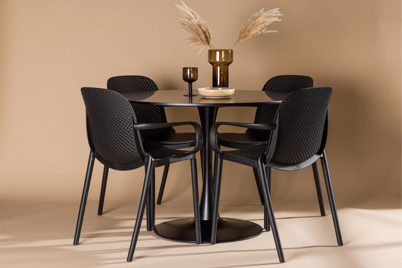Glade Matgruppe 100 cm Rund med 4 Baltimore stoler - Sort - Møbler - Bord - Spisegrupper