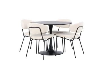 Glade Matgruppe 100 cm Rund med 4 Chico Stoler - Sort - Møbler - Bord - Spisegrupper