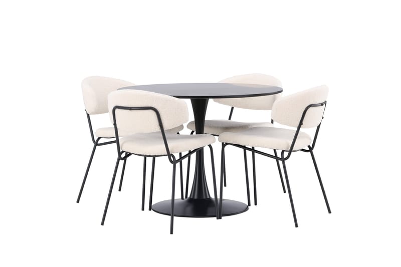 Glade Matgruppe 100 cm Rund med 4 Chico Stoler - Sort - M øbler - Bord - Spisegrupper
