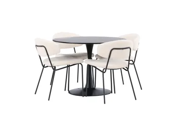 Glade Matgruppe 100 cm Rund med 4 Chico Stoler - Sort - Møbler - Bord - Spisegrupper