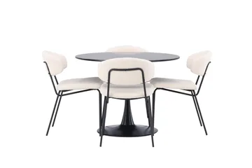 Glade Matgruppe 100 cm Rund med 4 Chico Stoler - Sort - Møbler - Bord - Spisegrupper