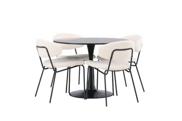 Glade Matgruppe 100 cm Rund med 4 Chico Stoler - Sort - Møbler - Bord - Spisegrupper