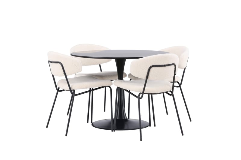 Glade Matgruppe 100 cm Rund med 4 Chico Stoler - Sort - Møbler - Bord - Spisegrupper