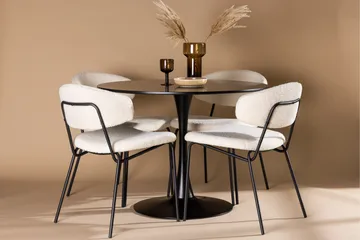 Glade Matgruppe 100 cm Rund med 4 Chico Stoler - Sort - Møbler - Bord - Spisegrupper