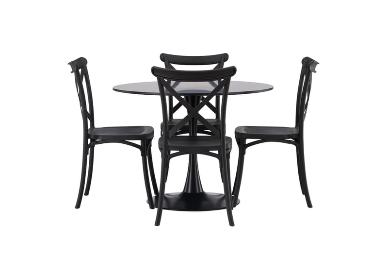 Glade Matgruppe 100 cm Rund med 4 Crosett stoler - Sort - Møbler - Bord - Spisegrupper
