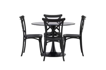 Glade Matgruppe 100 cm Rund med 4 Crosett stoler - Sort - Møbler - Bord - Spisegrupper