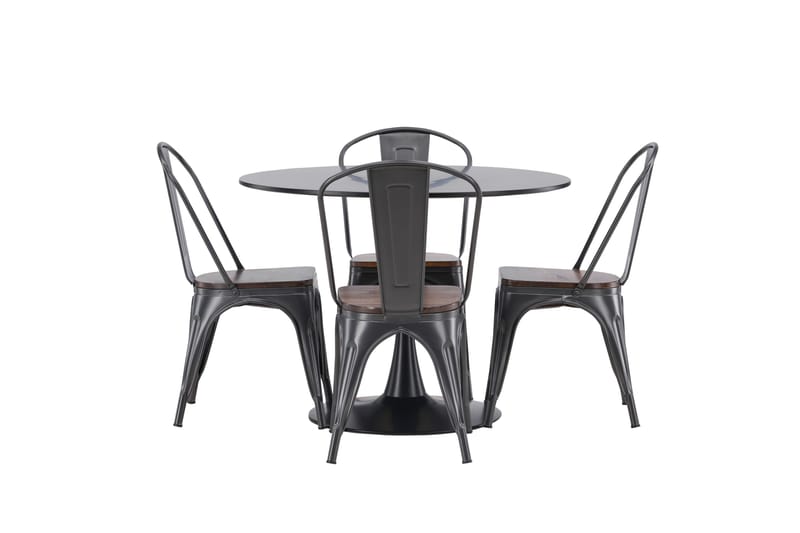 Glade Matgruppe 100 cm Rund med 4 Tempe stoler - Mørk grå - Møbler - Bord - Spisegrupper
