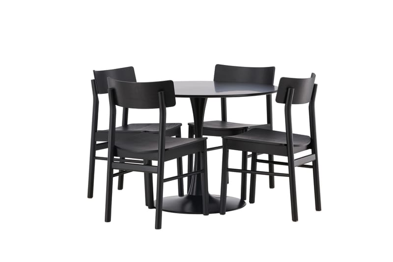 Glade Spisegruppe + 4 stoler Rektangulær - Svart - Møbler - Bord - Spisegrupper
